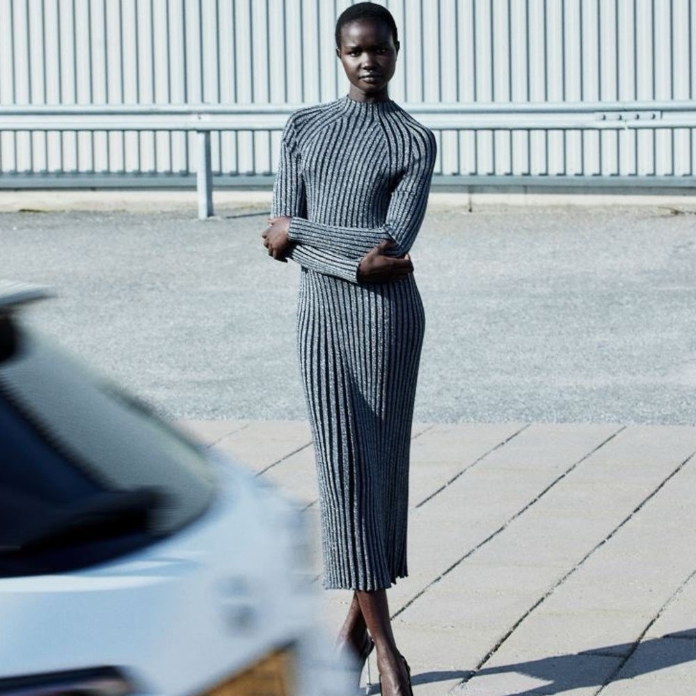 Shimmery rib-knit dress